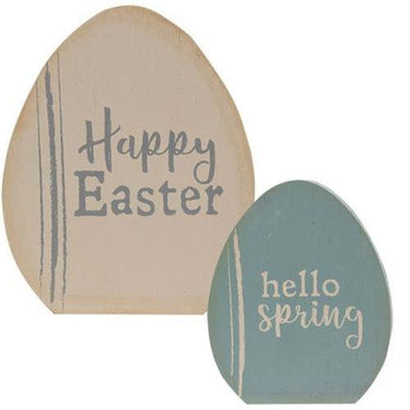 2 Set Happy Easter Wooden Egg Sitters - The Fox Decor